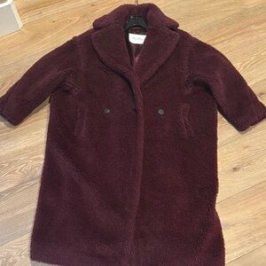 MaxMara Women's Burgundy Wool Teddy Coat